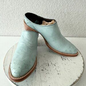 Lane Plain Jane Mule Womens Blue Ostrich Leather Cowboy Boots Western Size  7.5